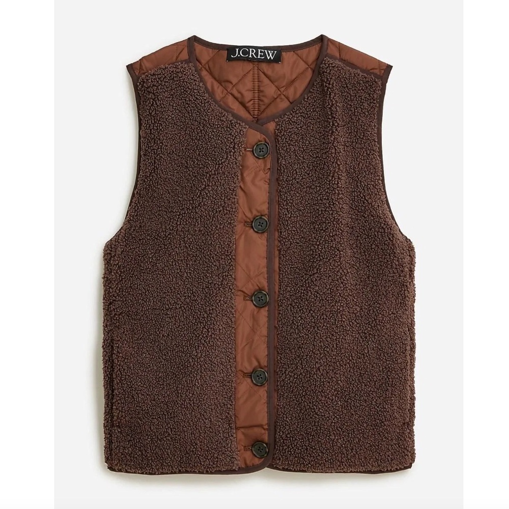 J Crew Reversible Puffer Vest with PrimaLoft Chocolate Brown